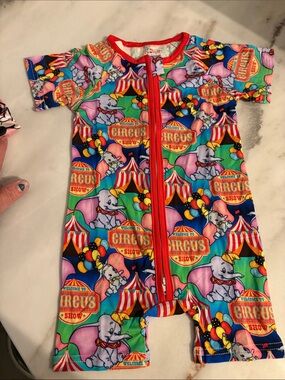 BAMBOO Multicolor Circus Elephant Short-Sleeve One-Piece Bodysuit